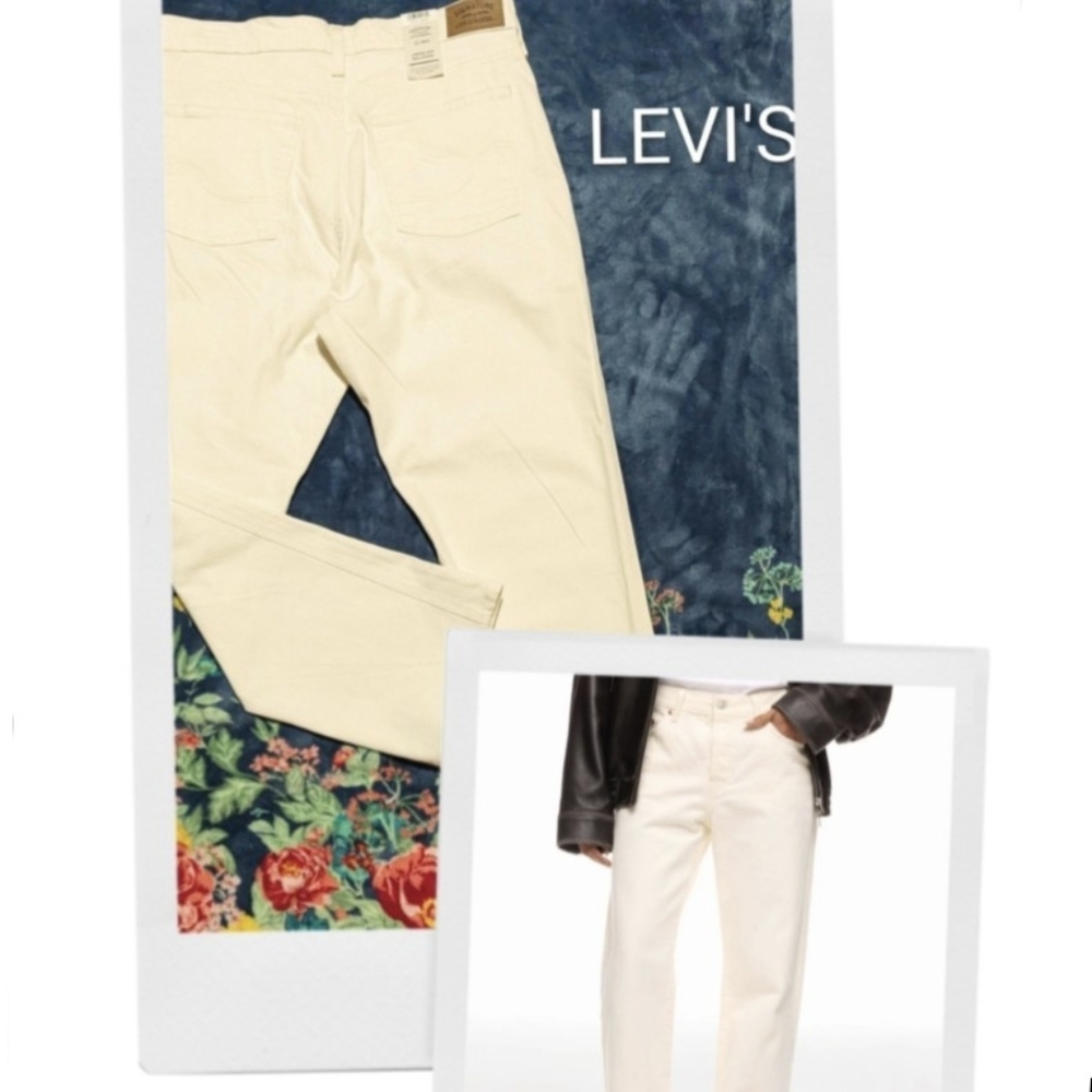 Levi Strauss Signature Heritage High Rise Straight Cream White Jeans Sz12 W31